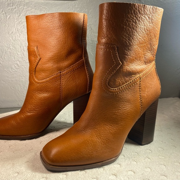 SPLENDID || Nero Tall Ankle Leather Booties Western Cognac - Picture 13 of 16